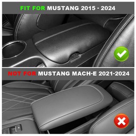 DEYTOP Center Console Cover for Mustang Accessories 2025 2015-2024 Armrest Cover for Mustang GT Accessories Anti-Scratch Leather Armrest Pad Protector (15-24 Black Stitches)