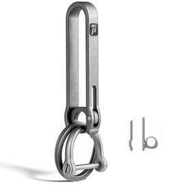 TISET Belt Key Holder,Titanium Belt Loop Keychain Clip,EDC Quick Release Belt Key Chain,Belt Key Clip with D ring,Car Fob Keychain for Men (grey-belt clip+Ti key ring+ sus d ring)