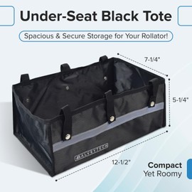 AlveyTech Under-Seat Black Tote Compatible with Drive Medical Rollators 726, 728, & 10261 (Premium)