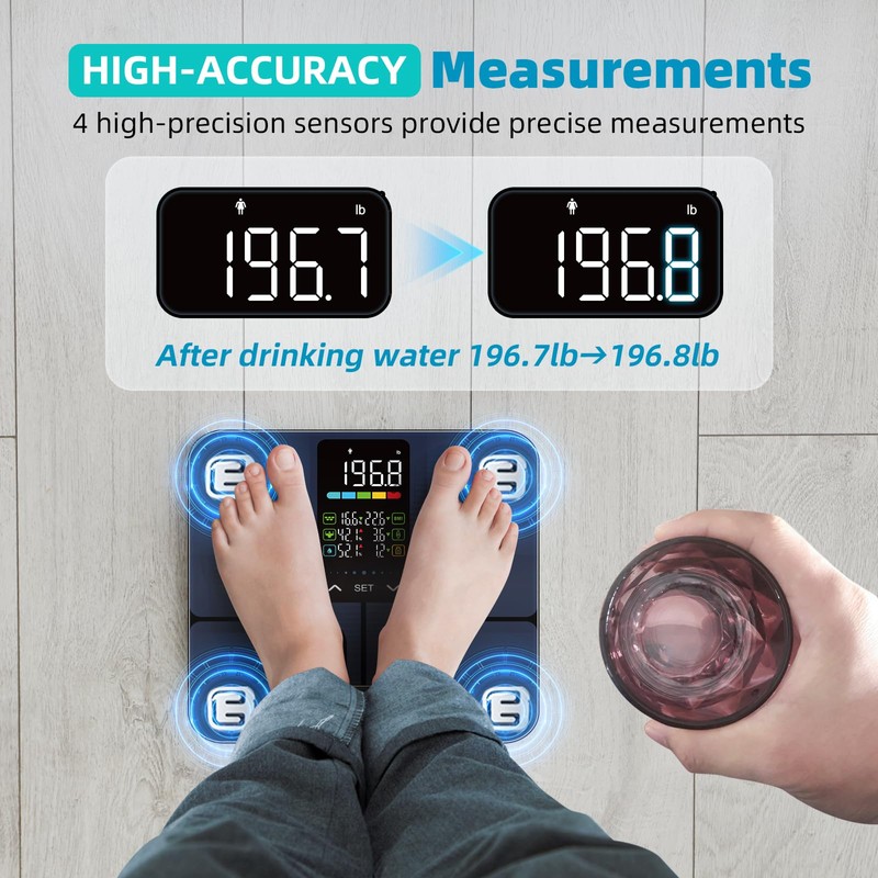 Lepulse No APP Body Fat Scale 500lb Smart Bathroom Scale