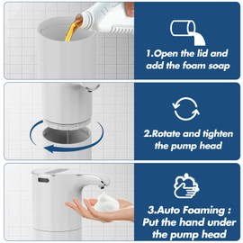 YIKHOM Automatic Foaming Soap Dispenser, 7-Level Adjustable Touchless Soap Dispenser Electric, Rechargeable Foam Hand Soap Dispenser for Bathroom Kitchen, 13.5 oz/450mL