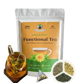 Gerduck 50 Bags Organic Spearmint Herbal Tea Blends Chrysanthemum & Mulberry Leaf,Detox Tea for Liver and Lungs,Supports Everyday Wellness,Caffeine-Free,Non-GMO,No Sugar