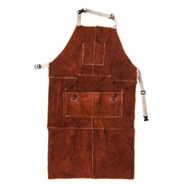 Pocket Welding Apron, Cowhide Leather with Quick Release Buckle Adjustable Length for Men and Women - 90x60cm (Dark-Brown)