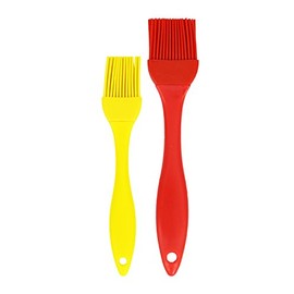 Silicone Basting Brush with Plastic Handle 2 Per Pack, Red and Yellow