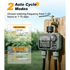 Kenkor Sprinkler Timer 2 Zone, Water Timers for Garden Hose, Brass Inlet, Programmable Hose Timer with Rain Delay/Manual Modes, Faucet Timers for Lawn, Yard
