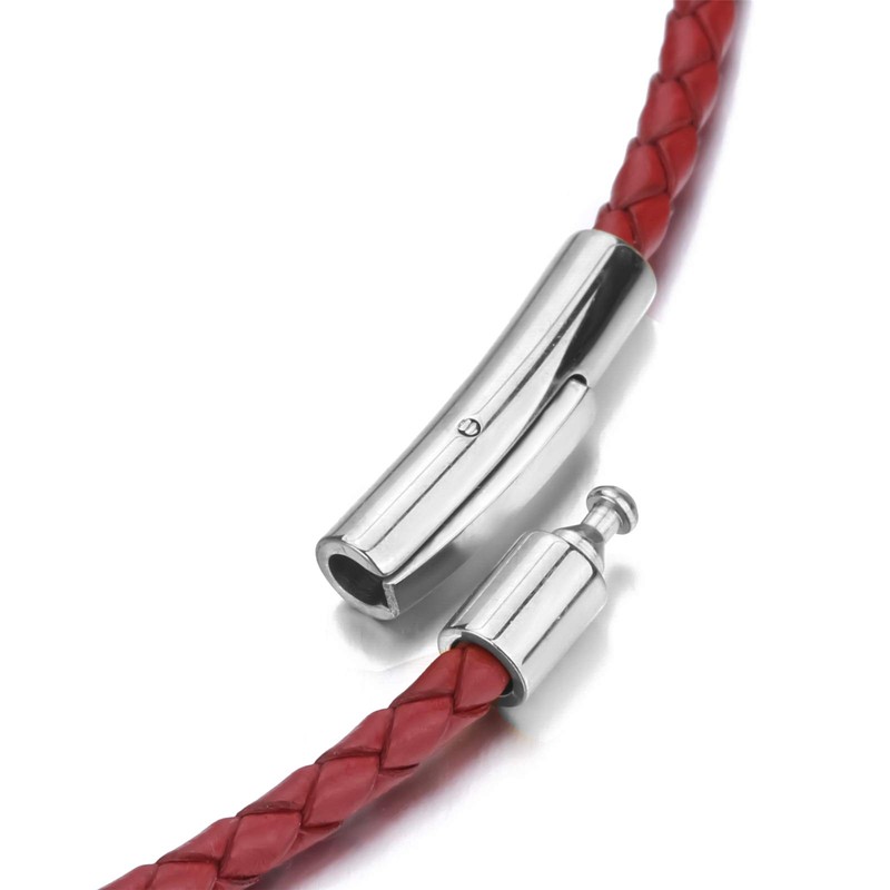 ELFASIO Braided Leather Cord 3MM Chain Necklace Stainless Steel Durable