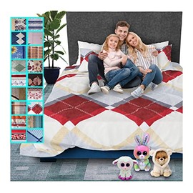 Juego De Sabanas Bed Sheets Queen Size Estampadas De Microfibra De Poliester 4 Piezas Diseño Elegante Amplias Textura Suave (Rombos Naranja Gris)     