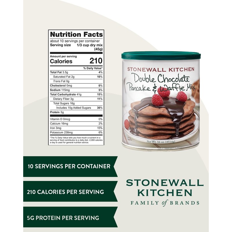 Stonewall Kitchen Double Chocolate Pancake and Waffle Mix, 16 Ounces