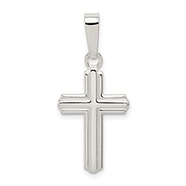 Solid 925 Sterling Silver Polished Cross Pendant (23mm Height x 13mm Width)