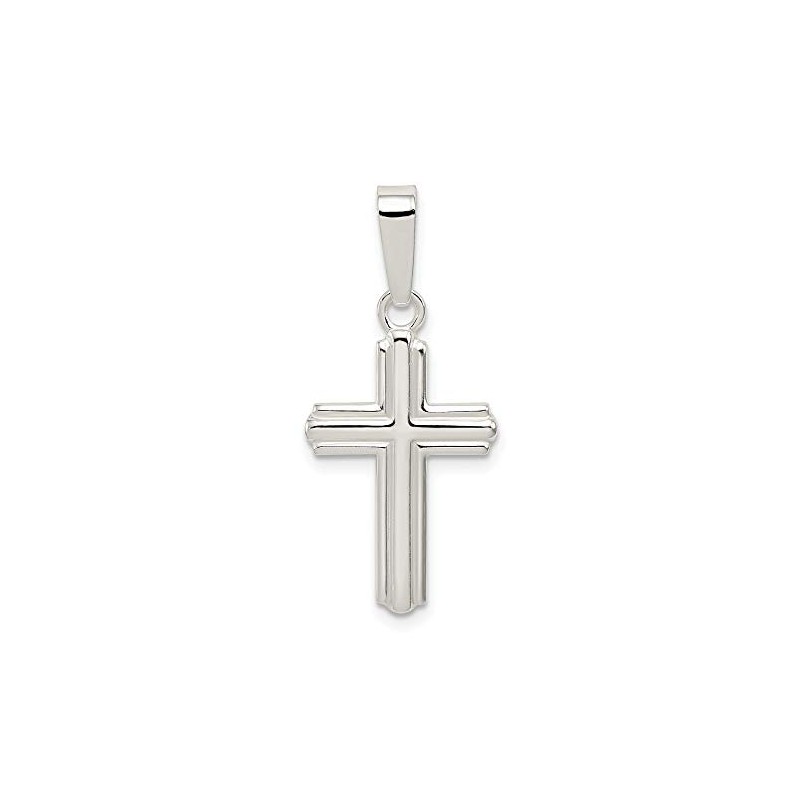 Solid 925 Sterling Silver Polished Cross Pendant (23mm Height x