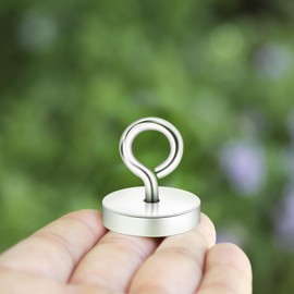 Neosmuk Magnetic Eyeblot Hooks, 120lb Heavy Duty Extra Strong Large Magnet Hook with Eye Bolt for Cruise Cabin,Magnet Eyelet Hanger for Hanging, Cruise Essentials Hook(Silver, 4 Pack)