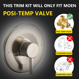 Shower and Tub Trim Kit, Compatible with Moen Posi-Temp Valve, Brushed Nickel