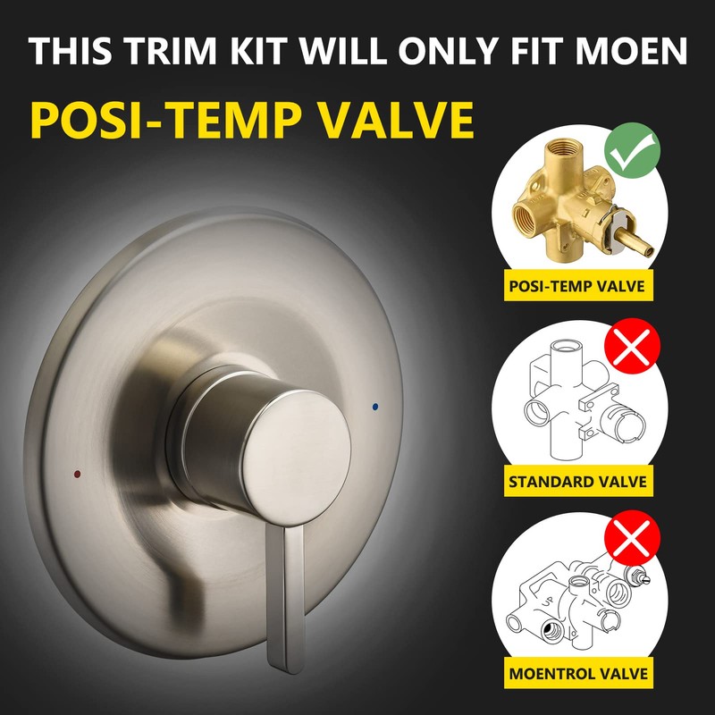 Shower and Tub Trim Kit, Compatible with Moen Posi-Temp Valve,