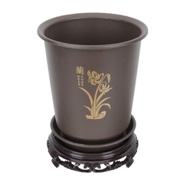 DOITOOL Orchid Pot Oriental Flower Pot Bonsai Pot Nursery Planter Decorative Planter Chinese Plant Pot with Base for Home Garden Outdoor Decor