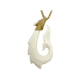Zero Gravity Hawaii Hawaiian Makau Bone Fish Hook Whale Tail Pendant Necklace