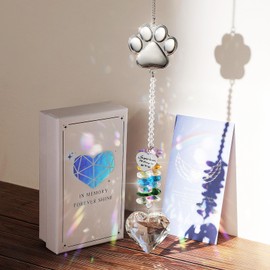 Emibele Dog Memorial Gifts for the Loss of Dog, Pet Memorial Suncatcher with Paw Print, Pet Loss Sympathy Gift, Dog and Cat Memory Gifts, Sun Catcher Pet Mourning