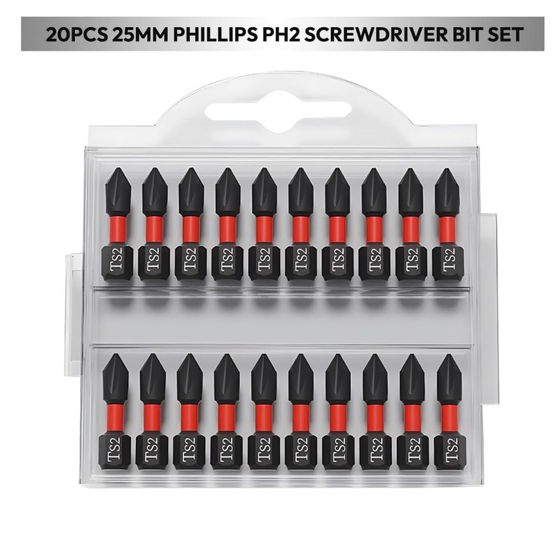 Saipor 20pcs 1"/25mm PH2 Anti Slip Phillips Bit #2 Insert