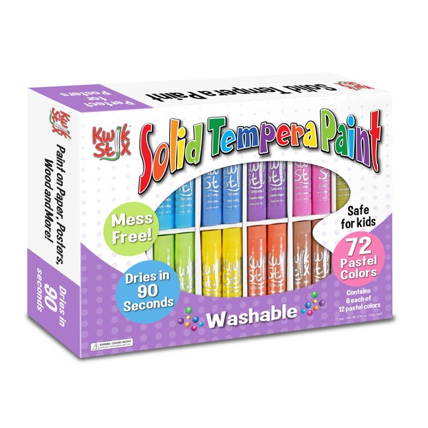 The Pencil Grip Kwik Stix Pastel Tempera Paint Sticks, Super Quick Drying, Assorted Pastel Colors, 72 Count - TPG-692 CLASSPACK