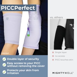 Mighty Well PICCPerfect PICC Line Cover: Soft Touch Double Layer PICC Line Arm Cover | Solid Blush, X-Large