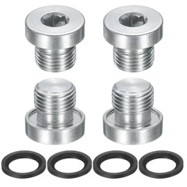 sourcing map 4Pcs G1/8x28 Inner Hex Head Pipe Fitting Plug, Universal Carbon Steel Thread Socket Plug with Black O-Ring for Terminate Pipe Ends or Replacement Drains