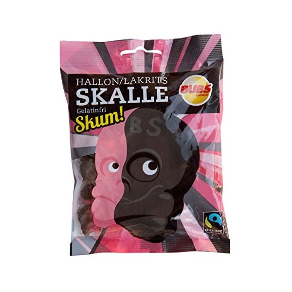 Bubs Cool Raspberry Liquorice Foam Skull Bag Sweet 90 g