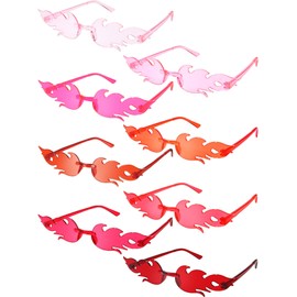 EBOOT 8 Pairs Fire Flame Glasses Rimless Flame Fire Sunglasses for Women Men Summer Beach Wedding Bride Shower Decor(Bright Color)