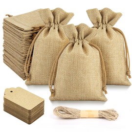 Bolsas de Arpillera con Cordón, Bolsas de Lino para Bodas, Bolsas de Arpillera para Joyería, Bolsas de Regalo para Cumpleaños, Fiestas, Regalos, Favores de Boda 30P (13 x 18 CM)