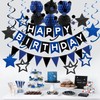 Black Blue Birthday Decorations, Black & Blue Happy Birthday Banner