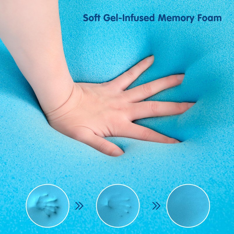CHUN YI Memory Foam Mattress Topper, Gel Infused Bed Topper