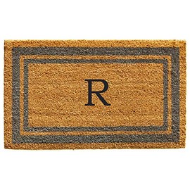 Calloway Mills 153021830R Periwinkle Border Monogram Doormat, (Letter R), 18" x 30"