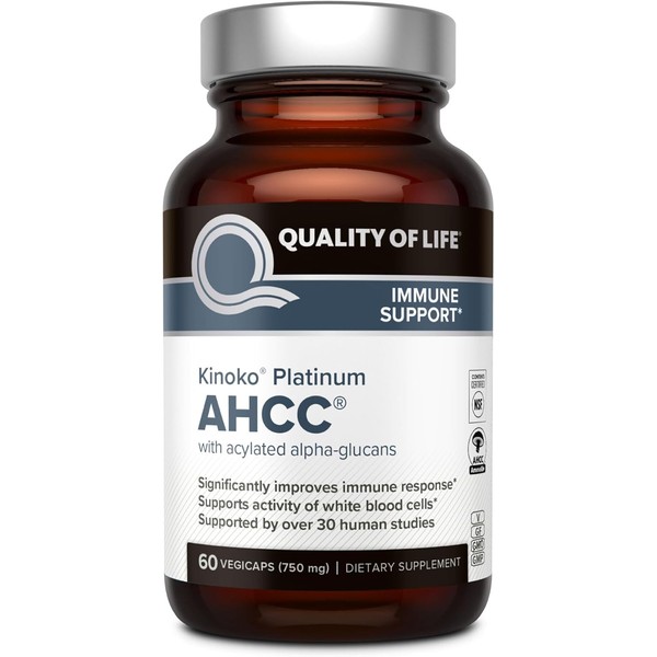 Quality of Life Premium Kinoko Platinum AHCC Herbal Supplement, 750mg