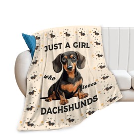 Dachshund Blanket Weiner Dog Gifts for Women Soft Plush Just a Girl Who Loves Dachshunds Stuff Fleece Throw Blanket Lightweight Flannel Gifts Blankets for Kids Adults 50"X40"