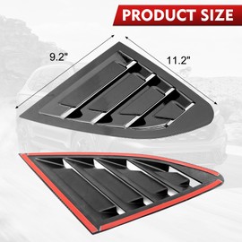 Flixon 2PCS Window Louvers Racing Style Compatible with Malibu 2016 2017 2018 2019 2020 2021 2022 2023 2024 Exterior Rear Side Window Louvers Air Vent Scoop Shades Cover Blinds (Glossy Black)