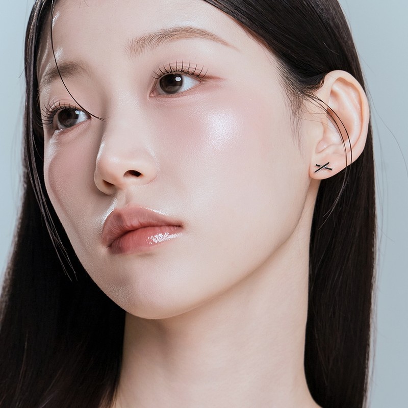 Gold&Deer 14K GF tiny cross earrings white gold / 골드앤디어
