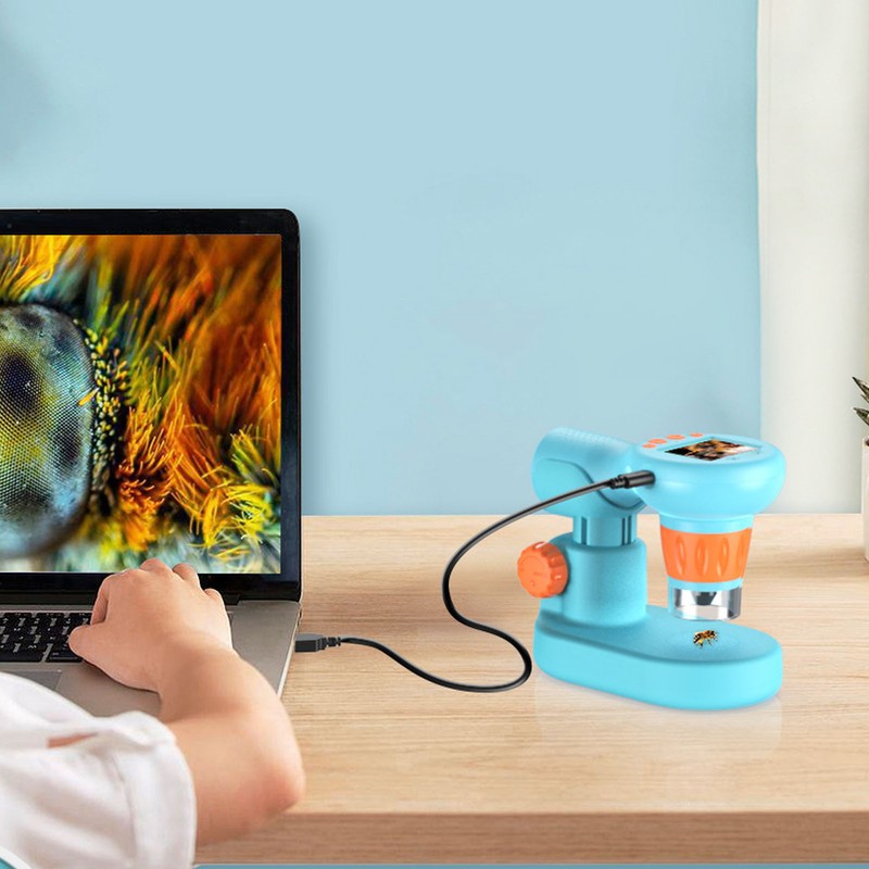 Kids Microscope with 8 LEDs IPS Eye Protection Screen 100X‑800X