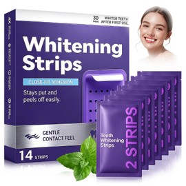 Pack of 14 Purple Teeth Whitening Strips, Purple Whitening Strips, Effective Teeth Whitening in 7 Days, Removes Discolouration, Effective Teeth Whitening, Quick Effect
