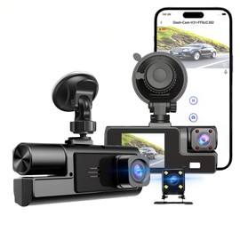 Dash Cam for Cars Front and Rear 1080P Full HD 5GHz WiFi Dash Cams In Car Camera Three Lens Dashcams for Cars Front+Cabin+Rear Night Vision, 170°Wide Angle, Loop Recording