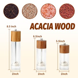 AGIgear Premium Acrylic Salt and Pepper Grinder, Manual Acacia wood Salt and Pepper Mills (Acacia wood8)