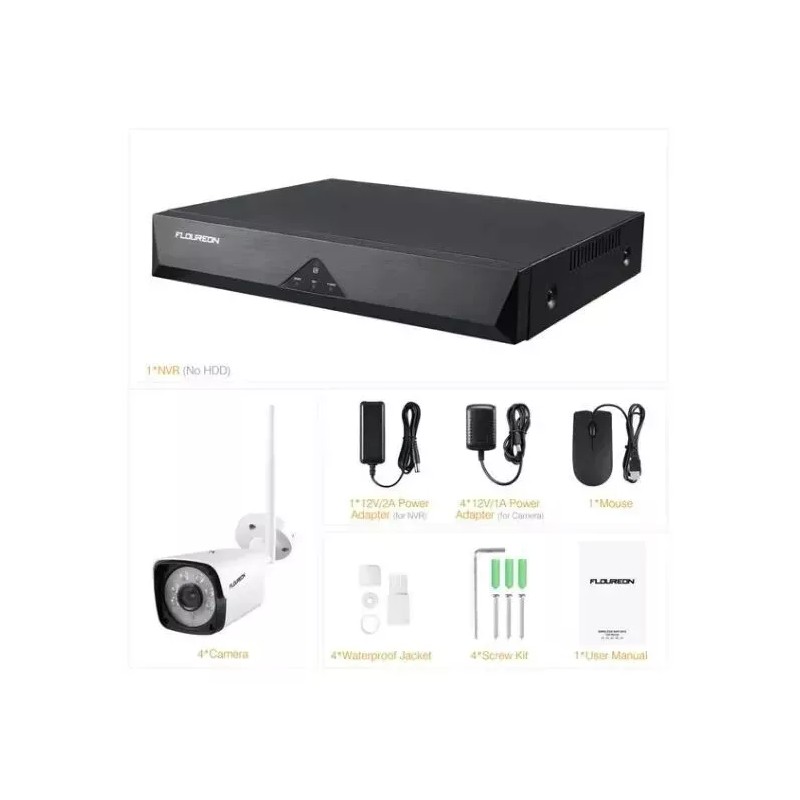 FLOUREON 3.0MP Wireless CCTV Home Security Camera System Auto Cascading