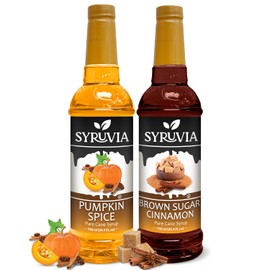 Syruvia Holiday Syrup Variety Pack - Pumpkin Spice & Brown Sugar Cinnamon - 25.4oz - 2-Flavor Holiday Gift Set, Gluten-Free, Kosher (2-Pack)