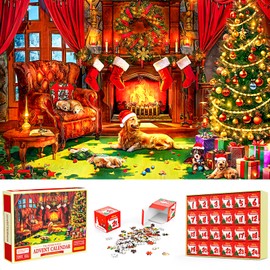 Christmas Advent Calendar 2024, 1008pcs Christmas Jigsaw Puzzle for Adults, Jigsaw Advent Calendar, Christmas Countdown Calendars for Adults, Home Decoration