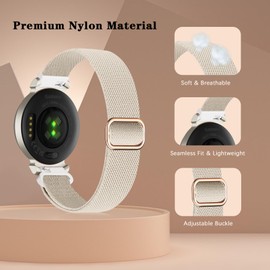 EverAct Pack of 2 Nylon Wristbands for Garmin Lily 2.14 mm Elastic Nylon Soft Loop Straps Quick Release Replacement Adjustable Bracelet for Lily 2 Classic/Active Smart Watch Accessories for Women