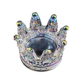 1Pc 2 In 1 Crown Shape Nail Art Dappen Dish & Nail Pen Holder, Glass Nail Art Acrylic Liquid Powder Dapping Dish Crystal Cup Bowl Glassware Tool for Nail Art, Clear