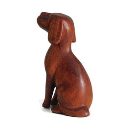 Brave Wings Hand Carved Wooden Dog ~ Loyal Patient Dog waits for Mum and Dad ~ Ornament Sculpture Figurine Statue Unique Table Decoration Home Decor ~ 5161