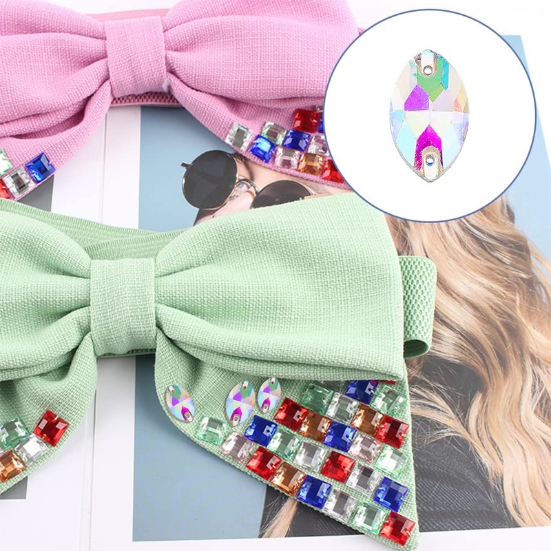 SUPERFINDINGS 85pcs 3 Styles Horse Eye Crystal Glass Rhinestones Sewing