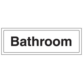 V Safety Bathroom - Landscape 300 x 100 mm - Glow In The Dark 1mm Rigid Plastic Safety Sign