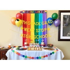 Aisosiks Gold Glitter 8th Grade Grad Banner, Boy Girl Kids Eighth Grade Graduation Party Decorations Supplies