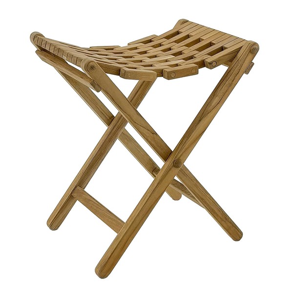 StrongTek Teak Folding Stool, Durable, Portable Foot Stool, Multi-Functional Seat