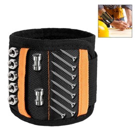 Gearmax Magnetic Wristband Magnetic Tool Wristband Tool Belt with 2 Pockets for Holding Tools, Screws, Nails, Bolts, Drill Bits and Small Tools