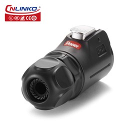 CNLINKO LP-24 - Conector impermeable de 3 pines, 25 A, 500 V CA, conector circular de enchufe rápido, carcasa de plástico, conector de aviación de liberación rápida, enchufe de brida M24 (3 pines)